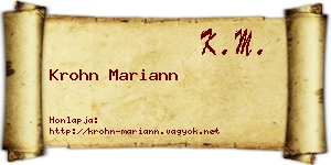 Krohn Mariann névjegykártya
